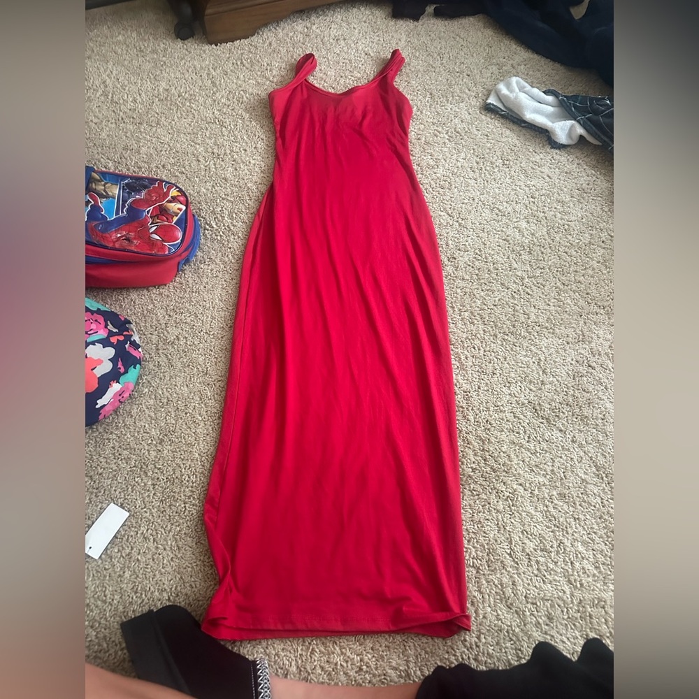 Chic Red stretch Tank Maxi Dress